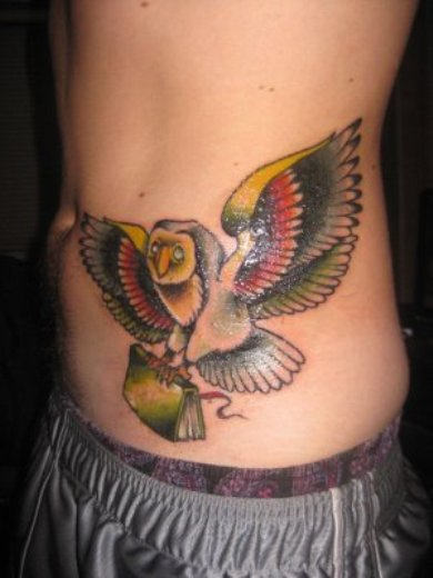 Owl Tattoo On Waist