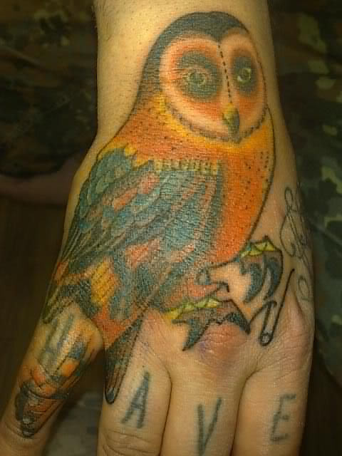 Owl Tattoo On Hand