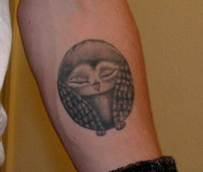 Small Owl Tattoo On Arm