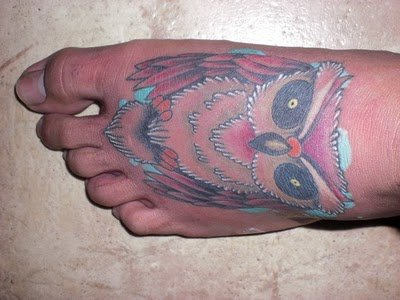 Owl Tattoo On Foot