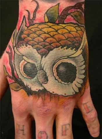 Owl Tattoo On Hand