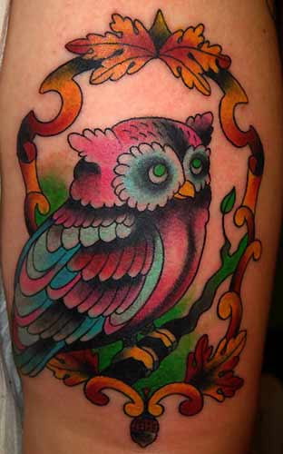 Colorful Owl Tattoo