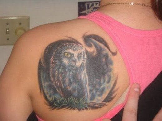 Owl Tattoo On Back