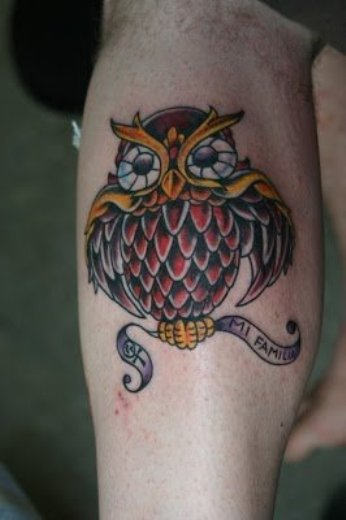 Owl Tattoo On Leg