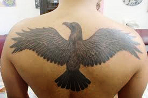 Flying Bird Tattoo On Back