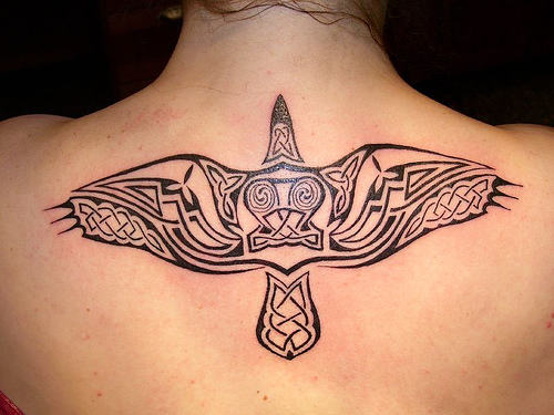 Black Bird Tattoo On Back