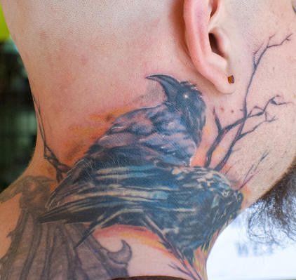 Birds Tattoo On Neck