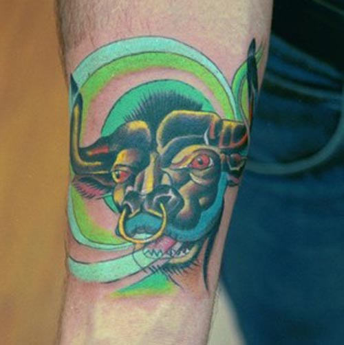 Bull Tattoo On Arm