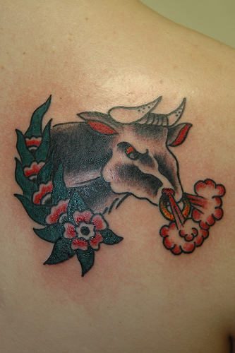 Bull Tattoo On Back