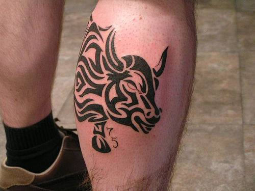 Bull Tattoo On Leg