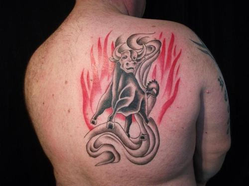 Bull Tattoo On Back