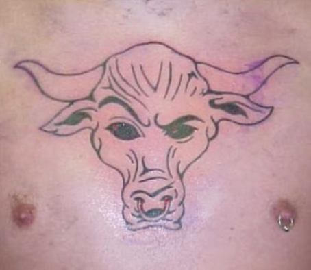 Bull Tattoo On Chest