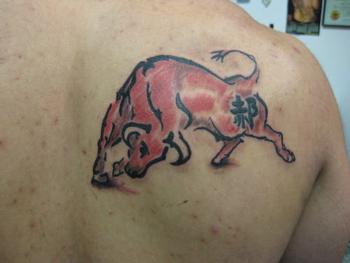 Bull Tattoo On Back