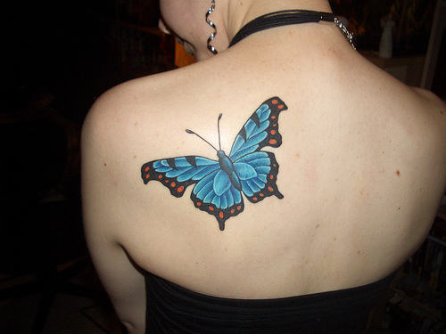 Elegant Butterfly Tattoo on Back