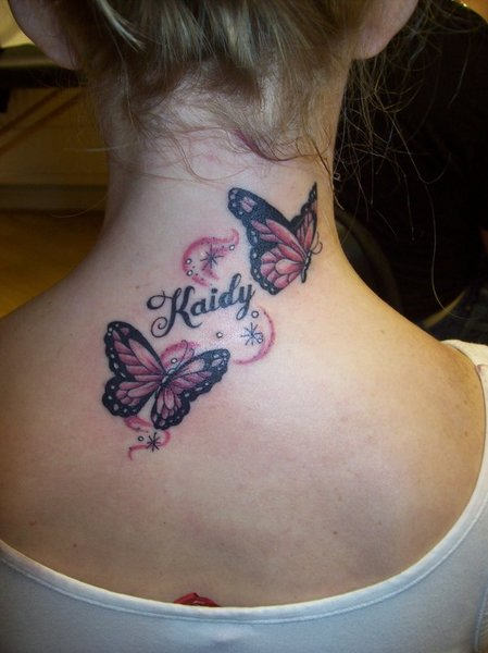 Butterflies Tattoo On Neck