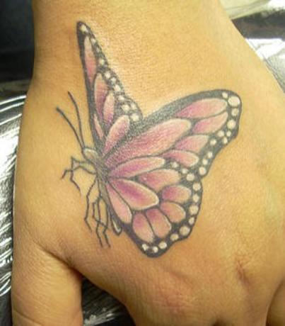 Colorful Butterfly Tattoo on Hand