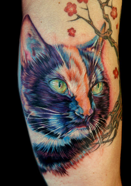 Colorful Cat Tattoo Design