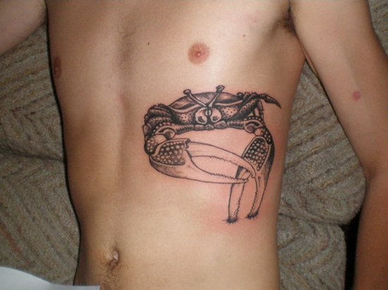 Crab Tattoo On Rib