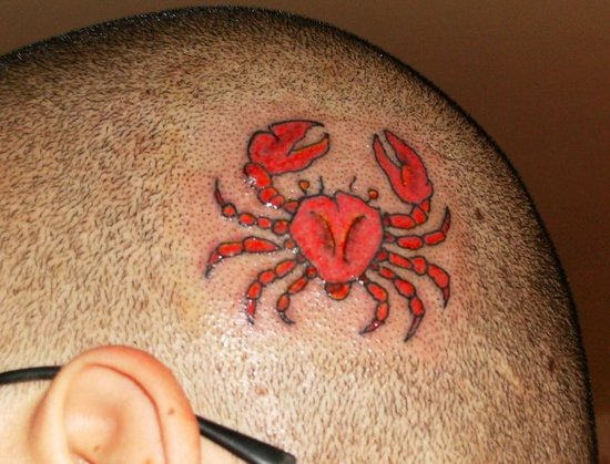 Crab Tattoo On Head