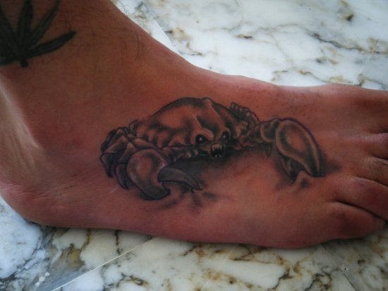 Crab Tattoo On Foot