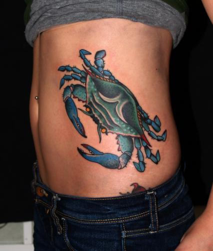 Crab Tattoo On Rib