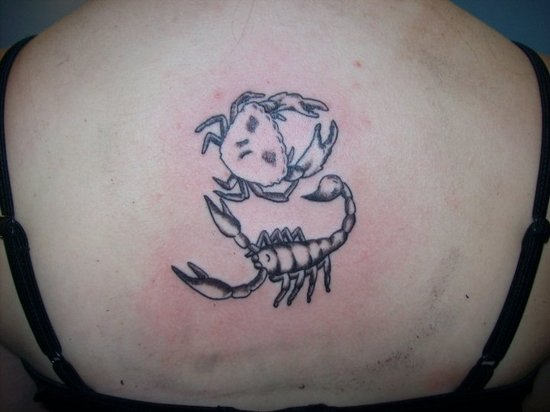 Crab and Scorpion Tattoo On Back