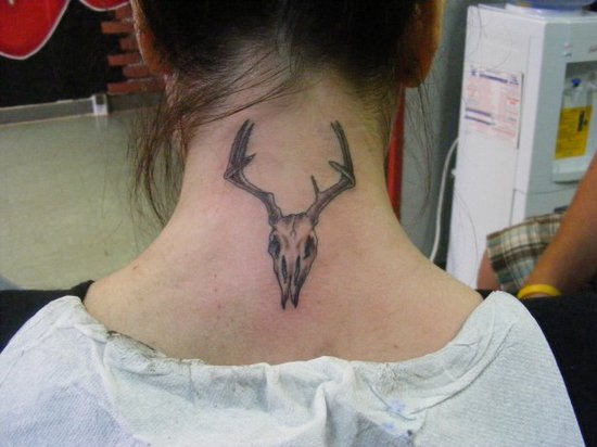 Deer Tattoo On Neck