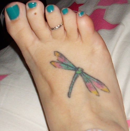 Dragonfly Tattoo On Foot