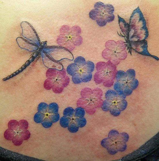 Dragonfly & Blossoms Tattoo