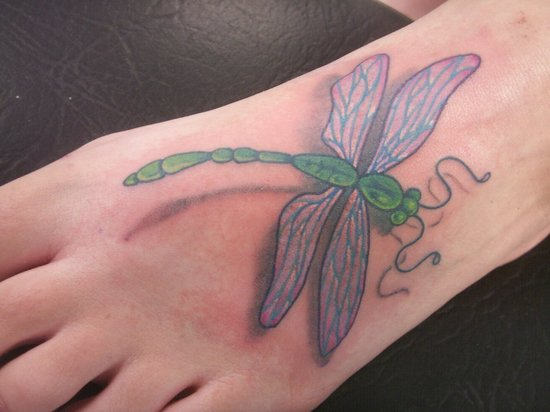 Dragonfly Tattoo On Foot