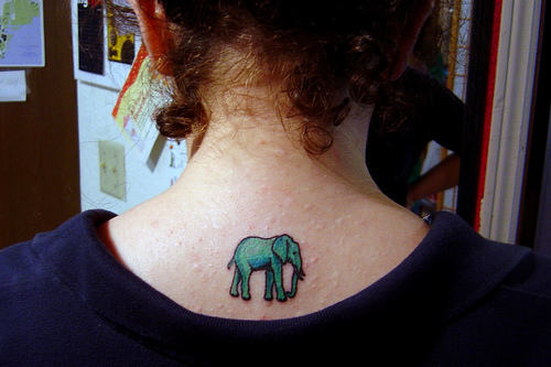 Elephant Tattoo on Neck