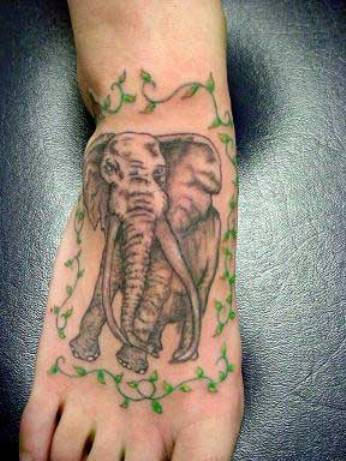 Elephant Tattoo Design on Foot