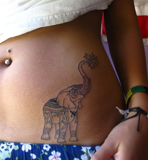 Elephant Tattoo on Waist