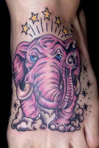 Elephant Tattoo On Foot