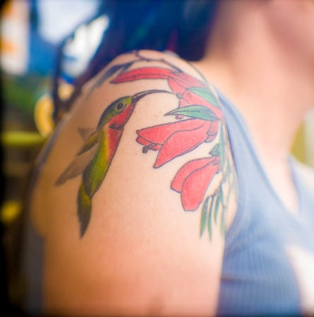 Hummingbird Tattoo On Shoulder