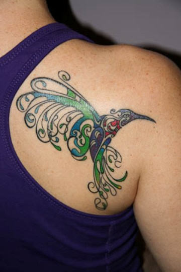 Designing Hummingbird Tattoo On Shoulder