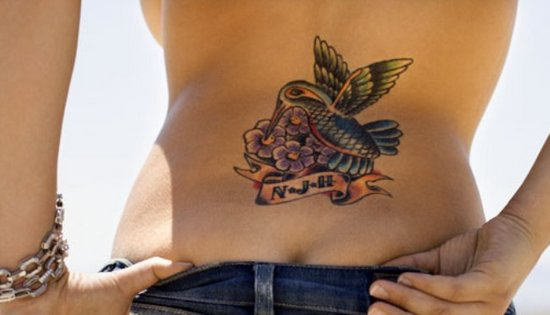 Hummingbird Tattoo On Waist