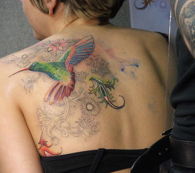 Hummingbird Tattoo On Back