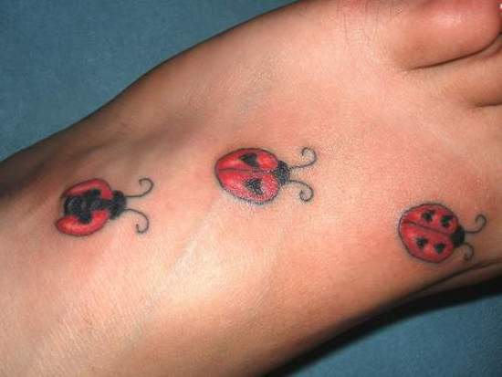 Ladybug Tattoo on Foot