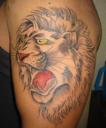Lion Tattoo on Thigh