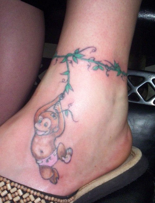 Monkey Tattoo On Foot