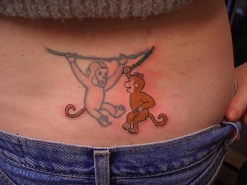 Monkey Tattoo On Waist
