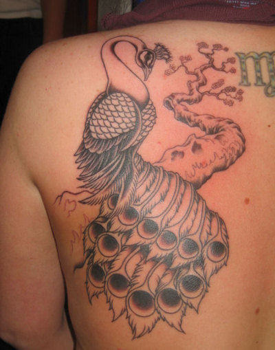 Peacock Tattoo on Back