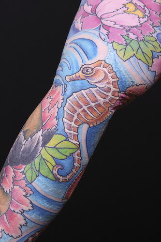 Colorful Seahorse Tattoo
