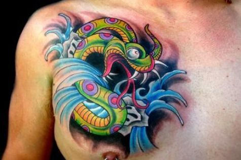 Colorful Snake Tattoo Design
