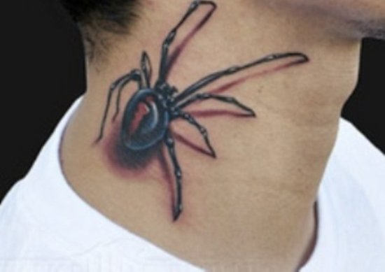 Spider Tattoo On Neck