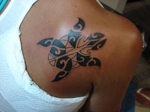 Tribal Turtle Design on Shoulder