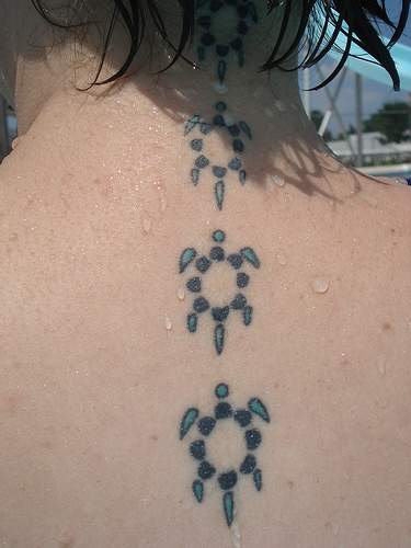 Turtle Tattoo On Neck and Back