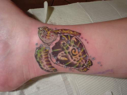 Turtle Tattoo On Ankle