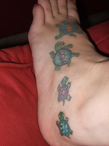 Turtles Tattoo On Foot